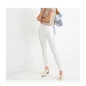 MADEWELL Women's White Button Closure High-Rise Skinny Jeans